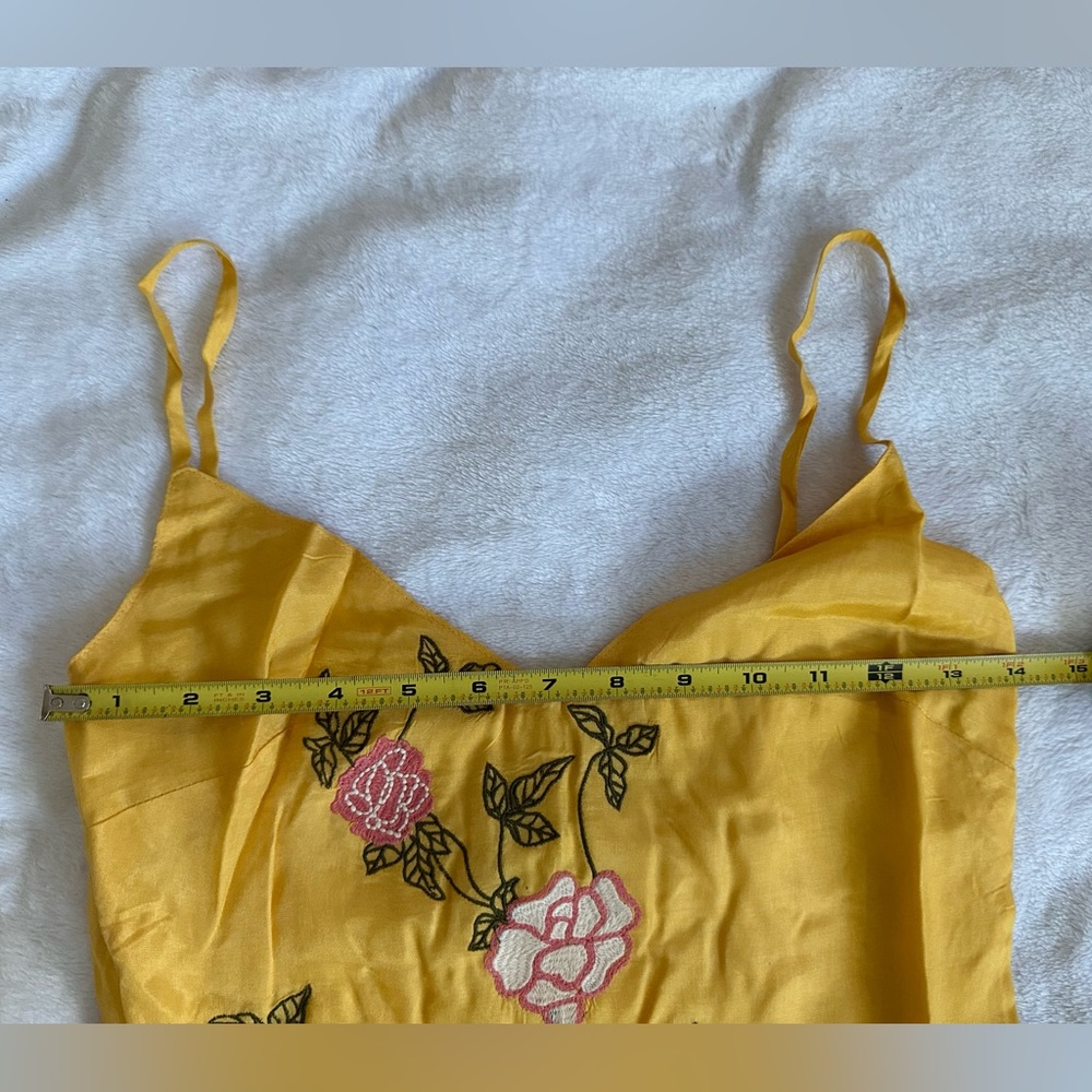 SOLD💛Urban Outfitters Carmen Embroidered Fringe Sleeveless Mini Dress in Yellow - Picture 10 of 16